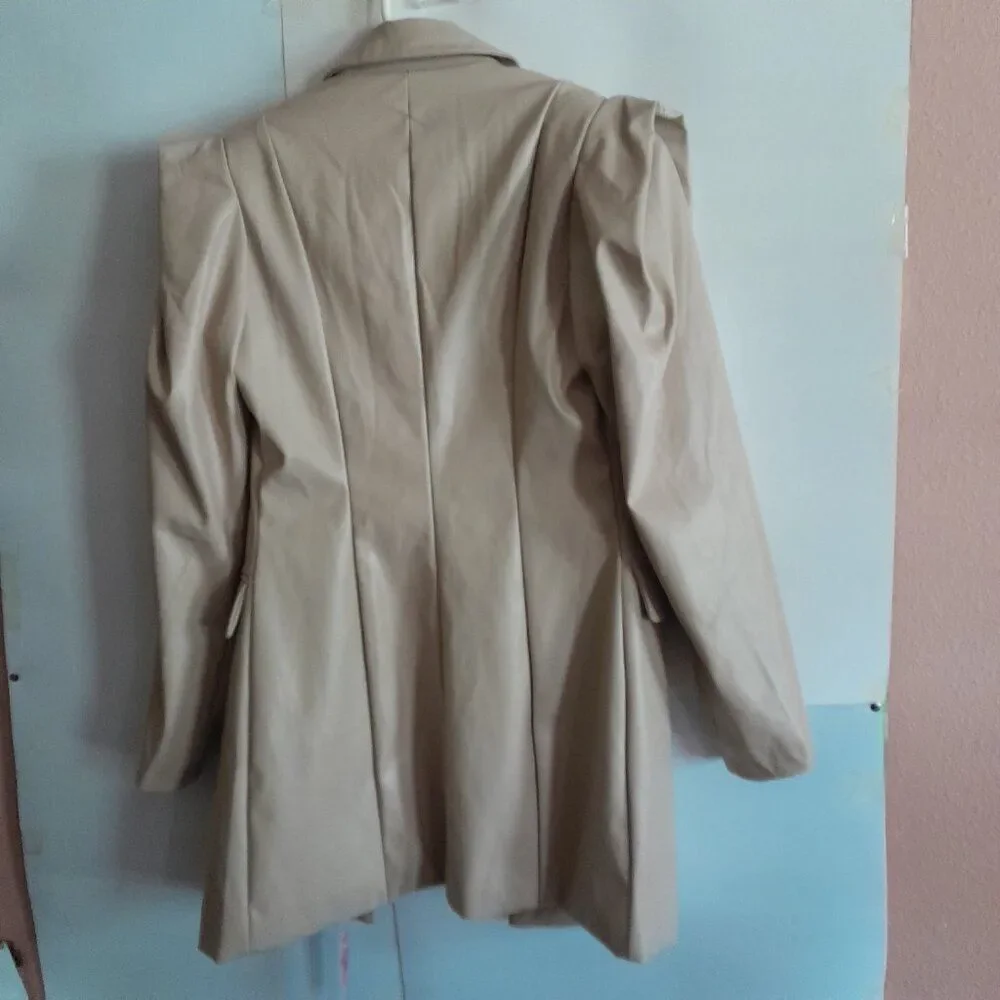 Women Misguided Blazer Faux Leather Double Breasted Three Button Blazer Size 0